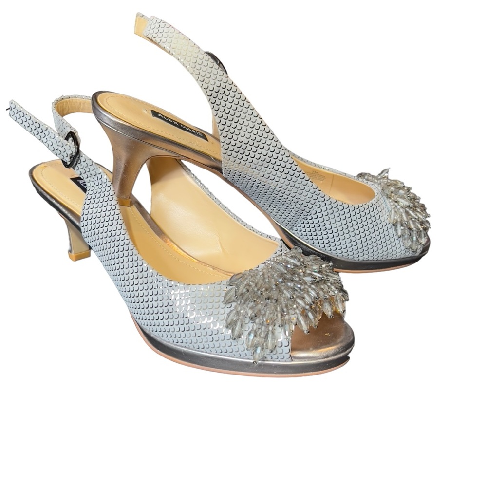 Alex Marie - Womens Beaded Slingback Peep-toe Heels Sz 7